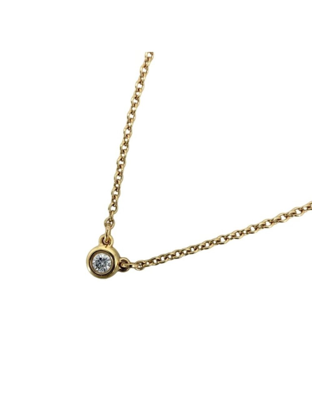 Tiffany & Co Necklace by the Yard Single Diamond Pendant PG 18k Pink Gold
